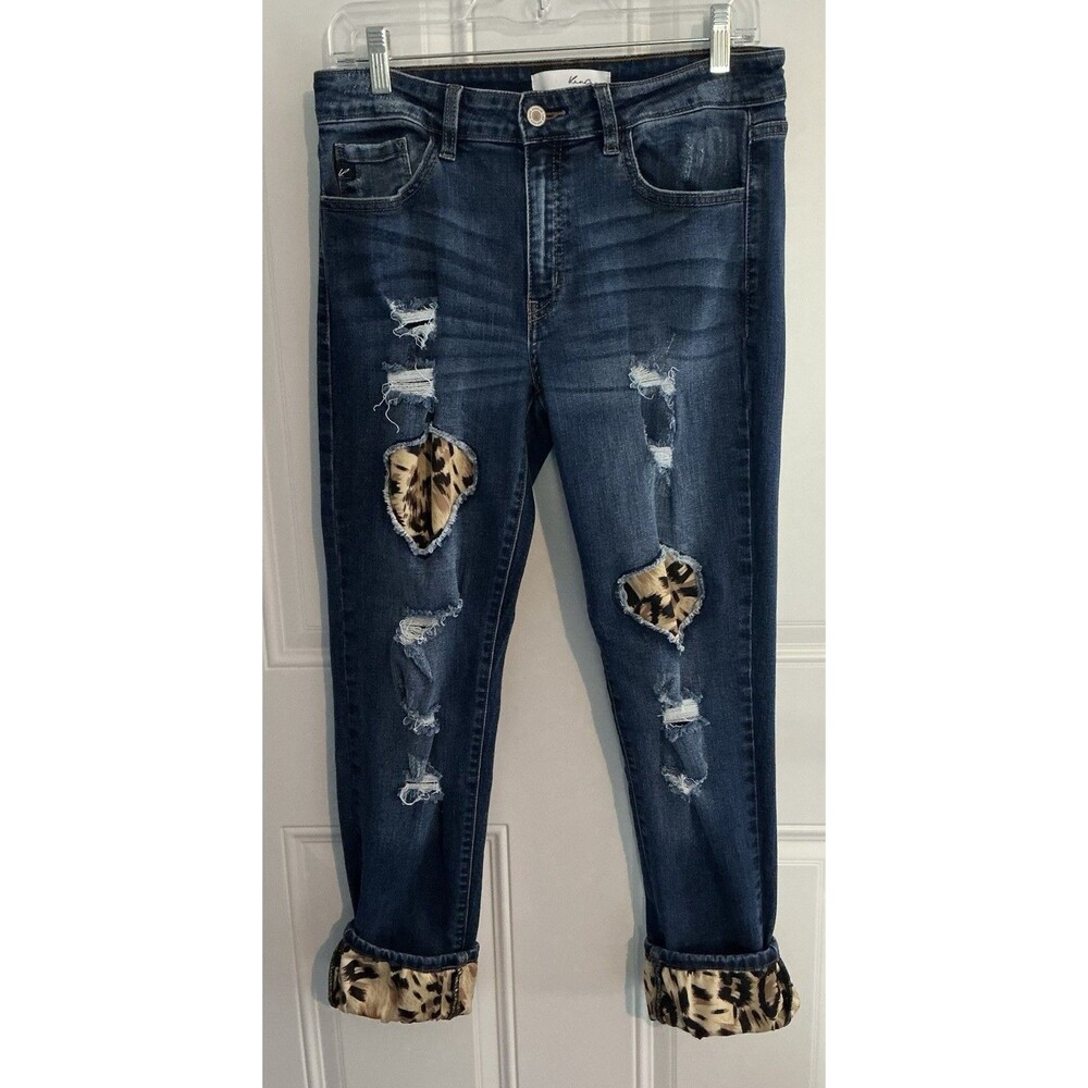Kancan Distressed Leopard  Vienna Mason Jeans Women’s Size 11/29  Skinny